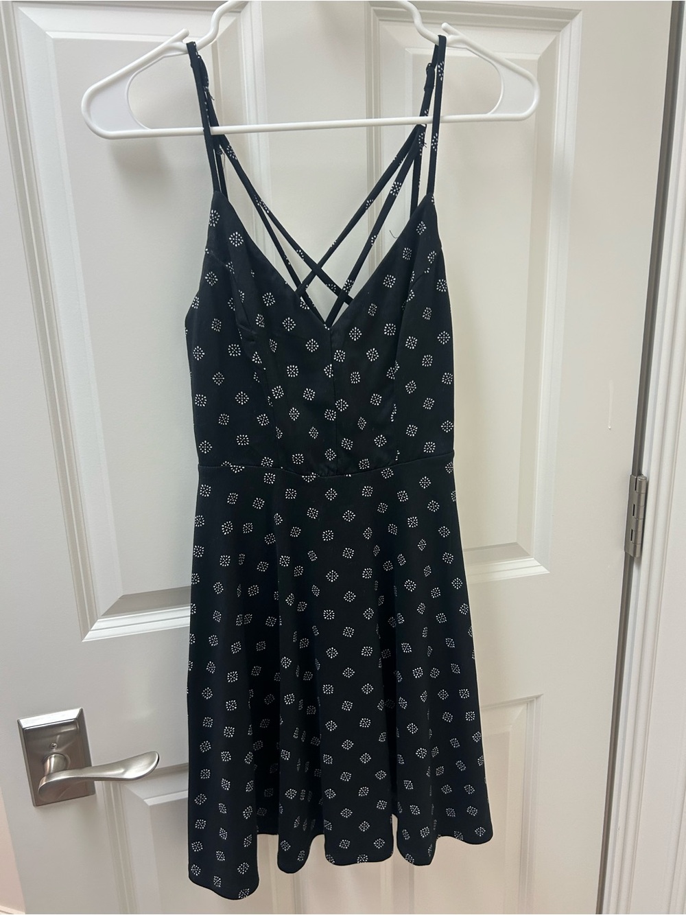 nine britton Black Printed Strappy Fit-and-Flare Mini Dress